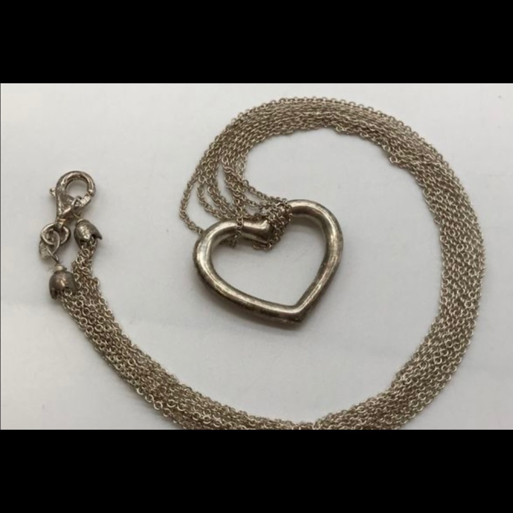 .925 Silver Multi-Chain Open Heart 16" Necklace